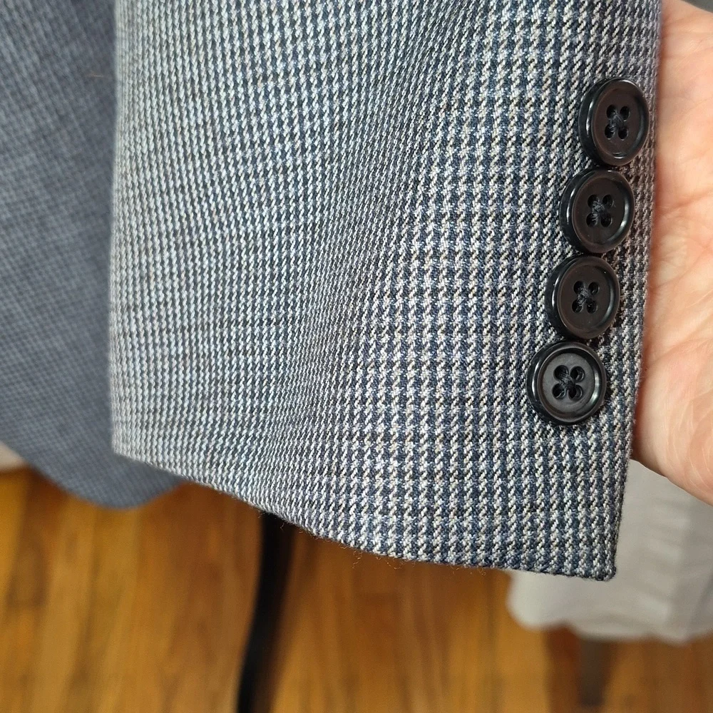 Izod MACY'S Men's Blue Houndstooth Blazer Sz 42L Excellent Condition